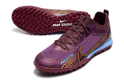 Men's Nike Air Zoom Mercurial Vapor 15 Pro TF Artificial Turf Low-Tops Football Shoes - Red/Purple/Gold/Blue