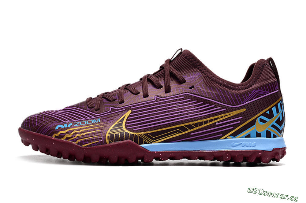 Men's Nike Air Zoom Mercurial Vapor 15 Pro TF Artificial Turf Low-Tops Football Shoes - Red/Purple/Gold/Blue 0