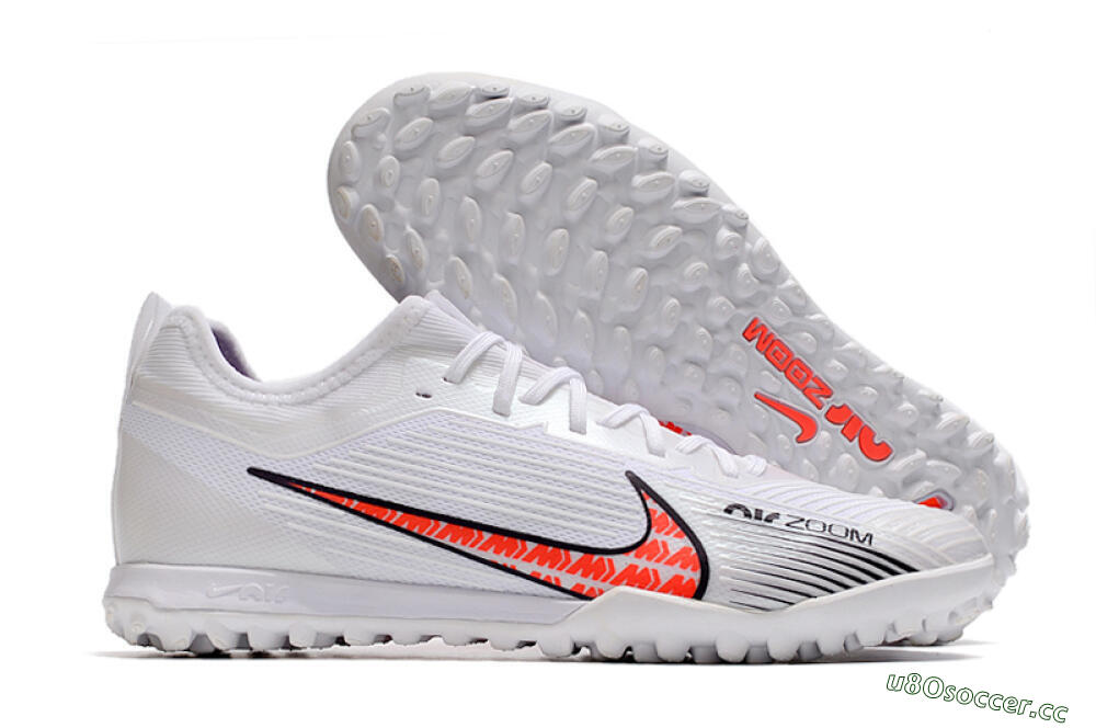 Men's Nike Air Zoom Mercurial Vapor 15 Pro TF Artificial Turf Low-Tops Football Shoes - White/Black/Red 2