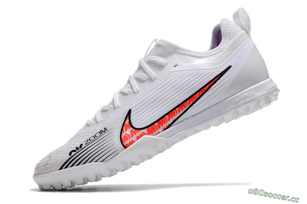 Men's Nike Air Zoom Mercurial Vapor 15 Pro TF Artificial Turf Low-Tops Football Shoes - White/Black/Red 5