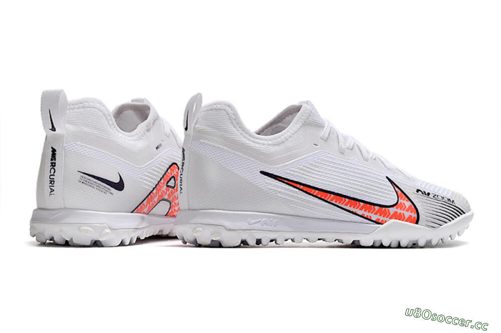 Men's Nike Air Zoom Mercurial Vapor 15 Pro TF Artificial Turf Low-Tops Football Shoes - White/Black/Red 6