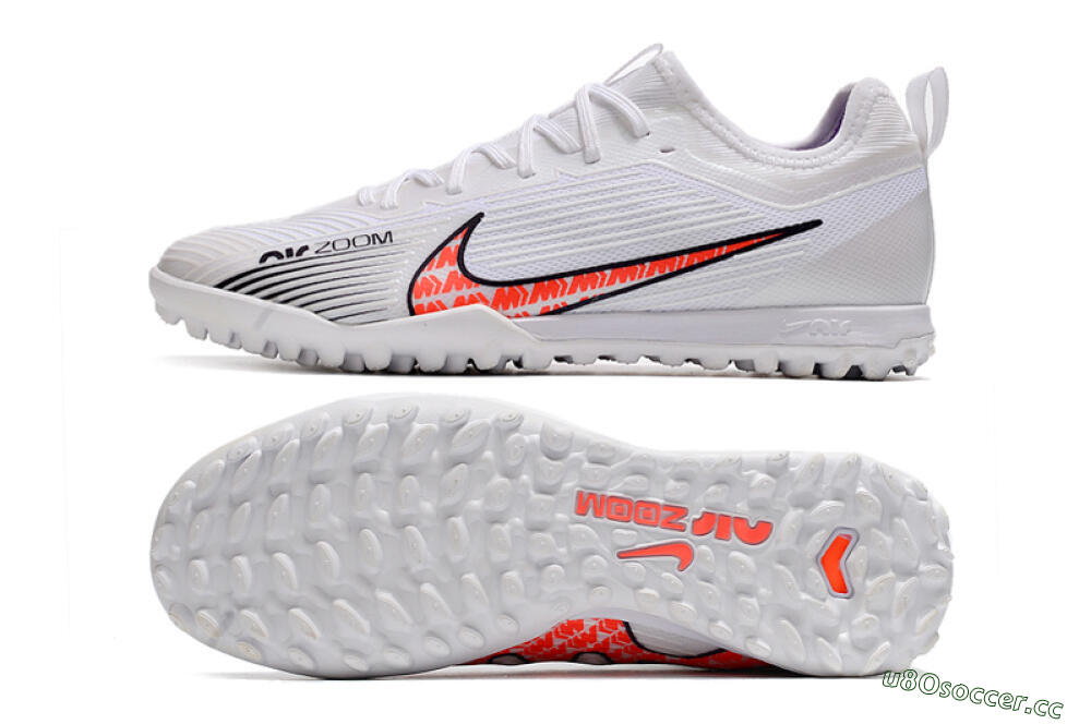 Men's Nike Air Zoom Mercurial Vapor 15 Pro TF Artificial Turf Low-Tops Football Shoes - White/Black/Red 1