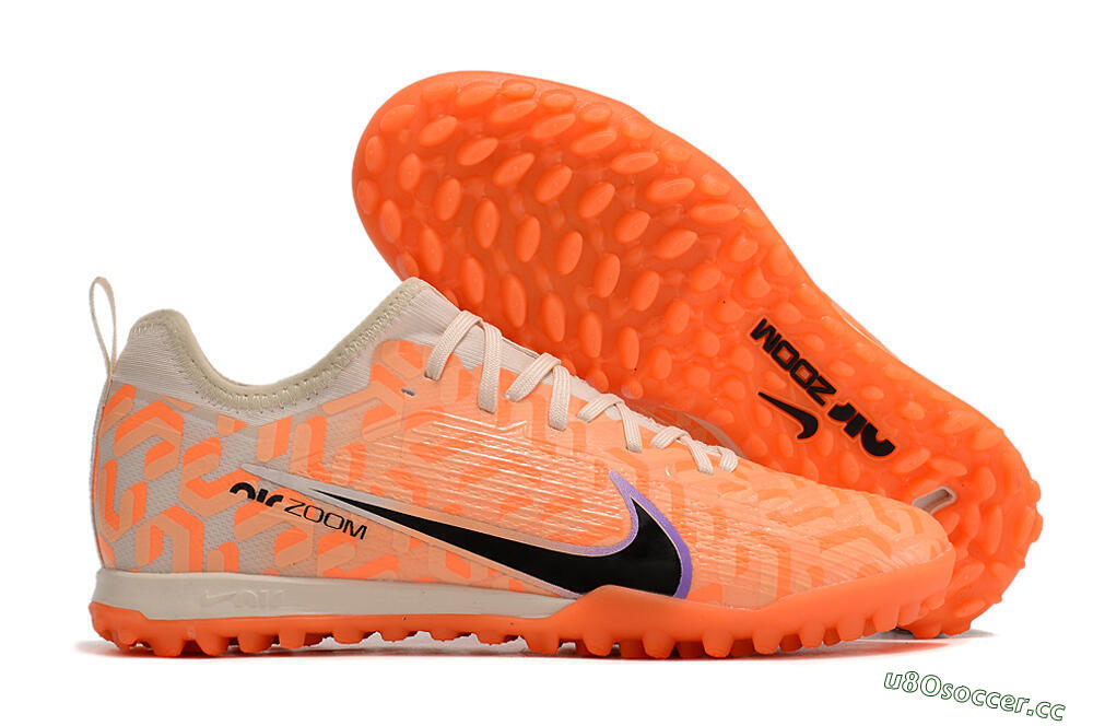 Men's Nike Air Zoom Mercurial Vapor 15 Pro TF Artificial Turf Low-Tops Football Shoes - Orange/Purple/Black 2
