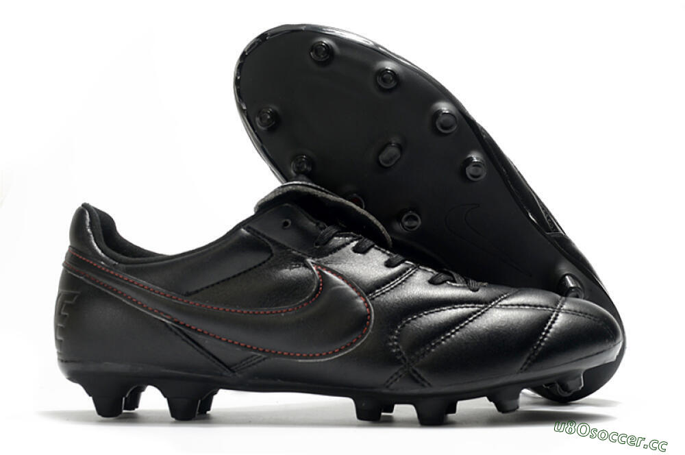 Men's Nike Premier 2.0 FG Firm Ground Low-Tops Football Boots - Black/Red 2