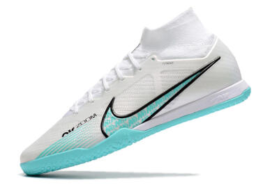 Men's Nike Air Zoom Mercurial Superfly 9 Elite IC Indoor & Futsal High-Tops Football Shoes - White/Blue/Black