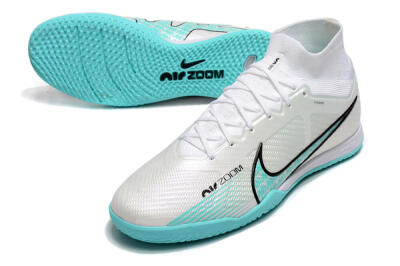Men's Nike Air Zoom Mercurial Superfly 9 Elite IC Indoor & Futsal High-Tops Football Shoes - White/Blue/Black