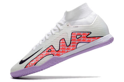Men's Nike Air Zoom Mercurial Superfly 9 Elite IC Indoor & Futsal High-Tops Football Shoes - White/Black/Red/Purple