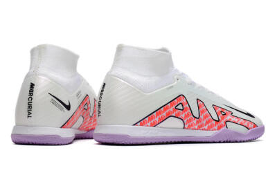 Men's Nike Air Zoom Mercurial Superfly 9 Elite IC Indoor & Futsal High-Tops Football Shoes - White/Black/Red/Purple