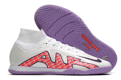 Men's Nike Air Zoom Mercurial Superfly 9 Elite IC Indoor & Futsal High-Tops Football Shoes - White/Black/Red/Purple