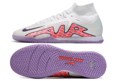 Men's Nike Air Zoom Mercurial Superfly 9 Elite IC Indoor & Futsal High-Tops Football Shoes - White/Black/Red/Purple