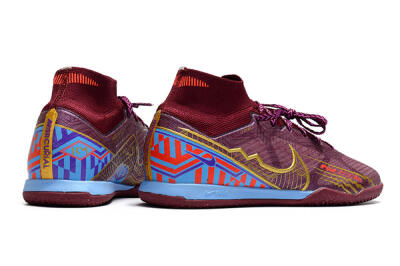 Men's Nike Air Zoom Mercurial Superfly 9 Elite IC Indoor & Futsal High-Tops Football Shoes - Red/Purple/Gold/Blue