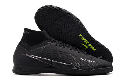 Men's Nike Air Zoom Mercurial Superfly 9 Elite IC Indoor & Futsal High-Tops Football Shoes - Black/White/Yellow
