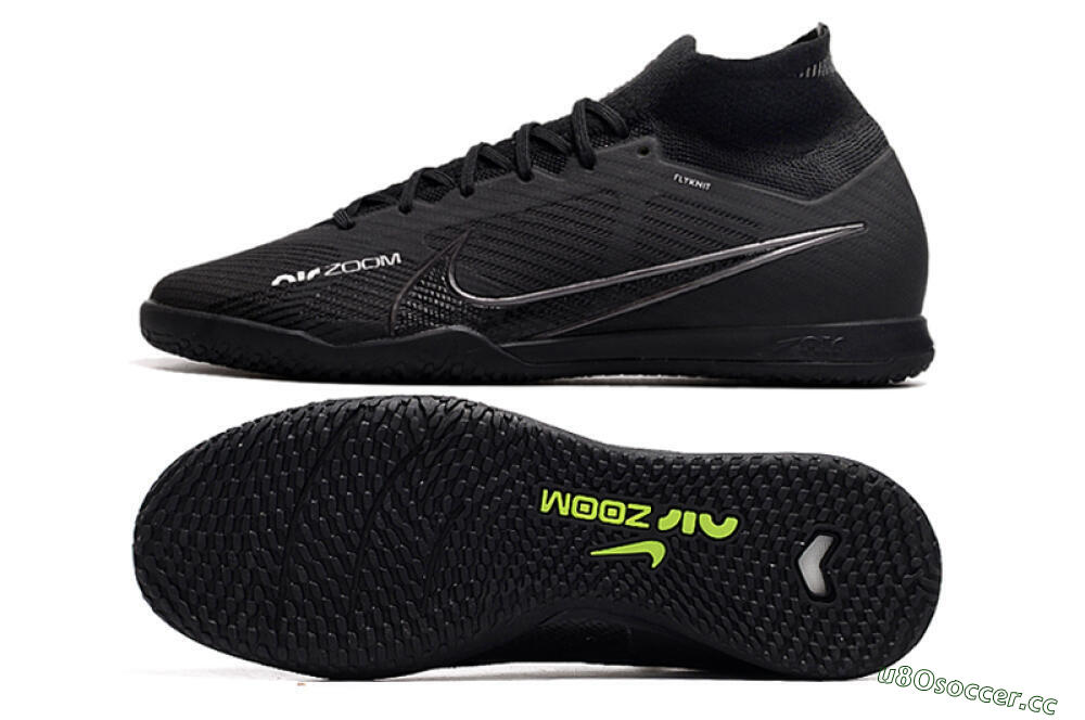 Men's Nike Air Zoom Mercurial Superfly 9 Elite IC Indoor & Futsal High-Tops Football Shoes - Black/White/Yellow 1