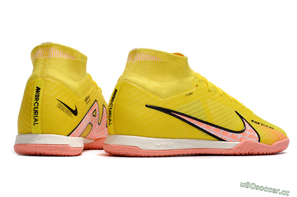 Men's Nike Air Zoom Mercurial Superfly 9 Elite IC Indoor & Futsal High-Tops Football Shoes - Yellow/Pink/Black 6