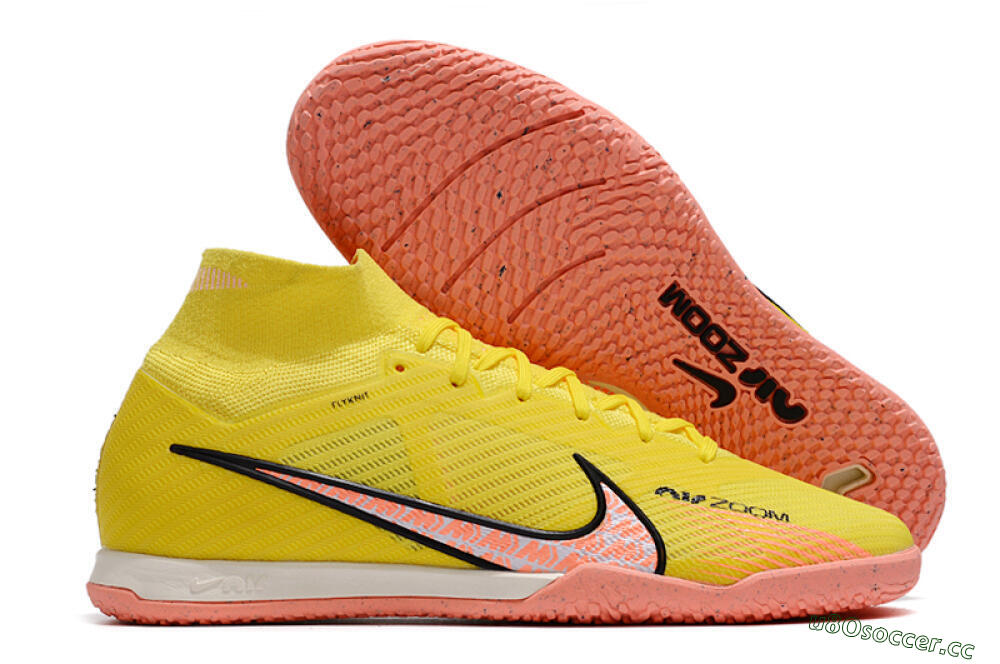 Men's Nike Air Zoom Mercurial Superfly 9 Elite IC Indoor & Futsal High-Tops Football Shoes - Yellow/Pink/Black 2