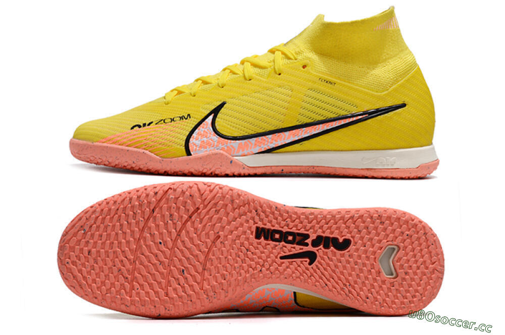 Men's Nike Air Zoom Mercurial Superfly 9 Elite IC Indoor & Futsal High-Tops Football Shoes - Yellow/Pink/Black 1