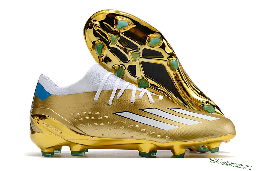 Men's Adidas X Speedportal .1 FG Firm Ground Low-Tops Football Boots - Gold/White/Blue 2