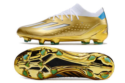Men's Adidas X Speedportal .1 FG Firm Ground Low-Tops Football Boots - Gold/White/Blue