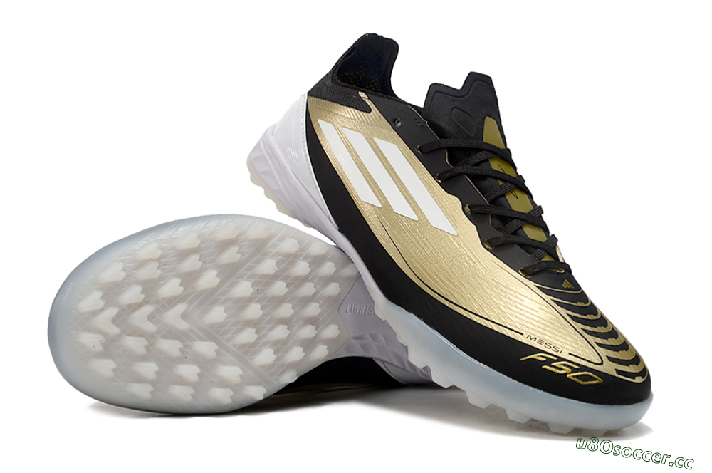 Unisex Adidas F50 Elite TF Artificial Turf Low-Tops Football Shoes - Gold/White/Black 3