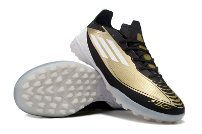 Unisex Adidas F50 Elite TF Artificial Turf Low-Tops Football Shoes - Gold/White/Black