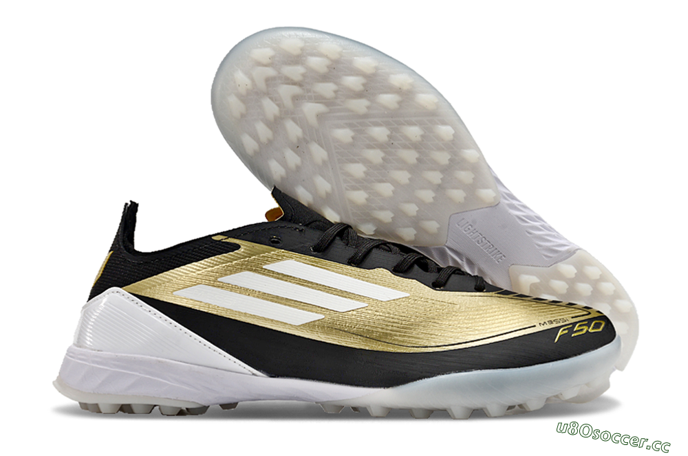 Unisex Adidas F50 Elite TF Artificial Turf Low-Tops Football Shoes - Gold/White/Black 2