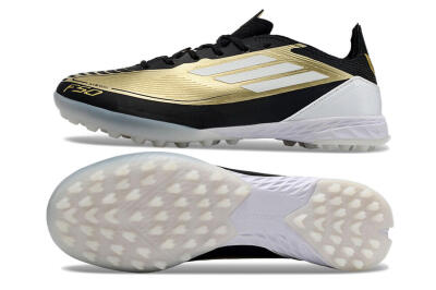 Unisex Adidas F50 Elite TF Artificial Turf Low-Tops Football Shoes - Gold/White/Black