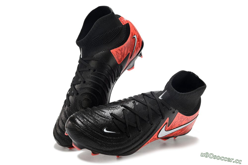 Men's Nike Phantom Luna Elite FG Firm Ground High-Tops Football Boots - Black/Red/White 3