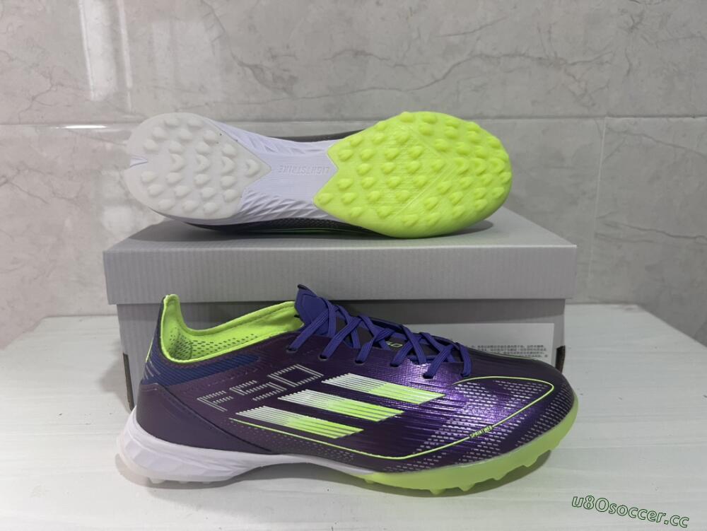 Unisex Adidas F50 Elite TF Artificial Turf Low-Tops Football Shoes - Purple/Yellow/White
