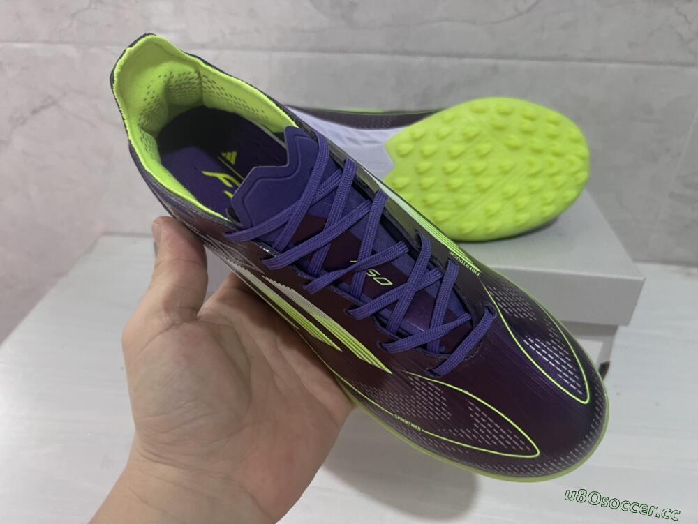 Unisex Adidas F50 Elite TF Artificial Turf Low-Tops Football Shoes - Purple/Yellow/White