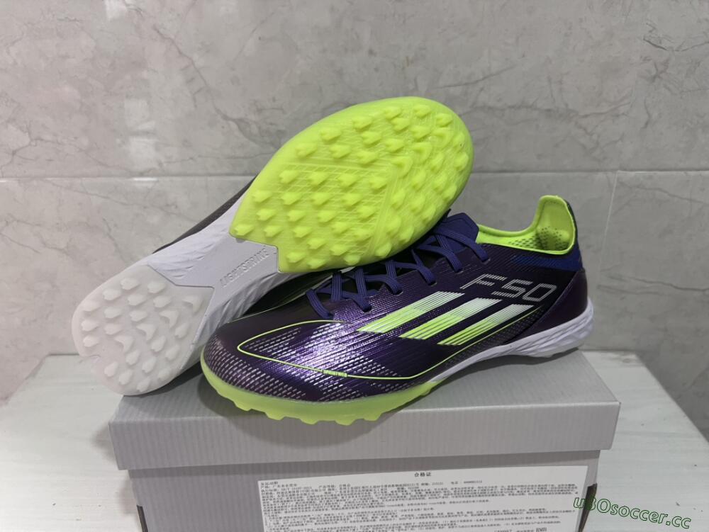 Unisex Adidas F50 Elite TF Artificial Turf Low-Tops Football Shoes - Purple/Yellow/White