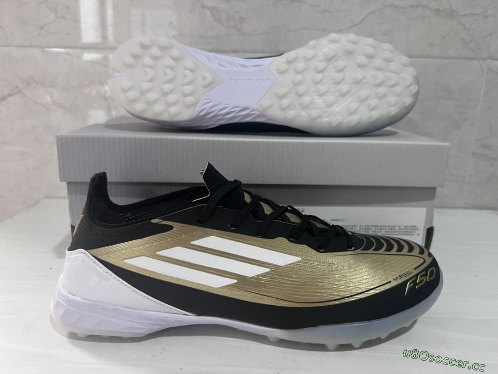 Unisex Adidas F50 Elite TF Artificial Turf Low-Tops Football Shoes - Gold/White/Black