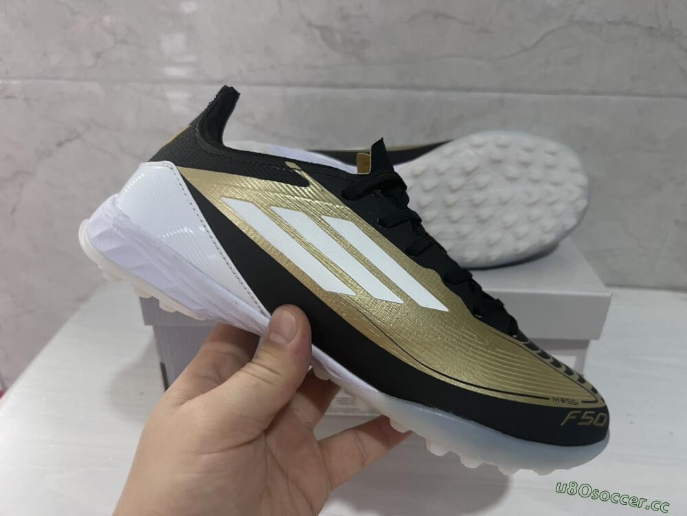 Unisex Adidas F50 Elite TF Artificial Turf Low-Tops Football Shoes - Gold/White/Black