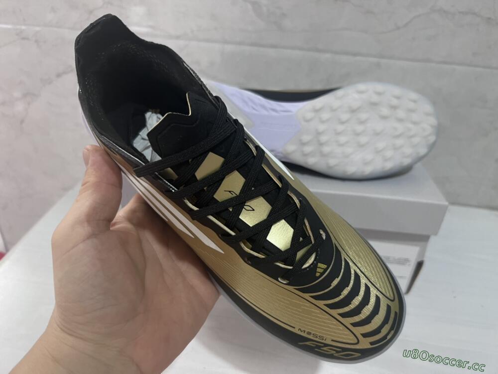Unisex Adidas F50 Elite TF Artificial Turf Low-Tops Football Shoes - Gold/White/Black