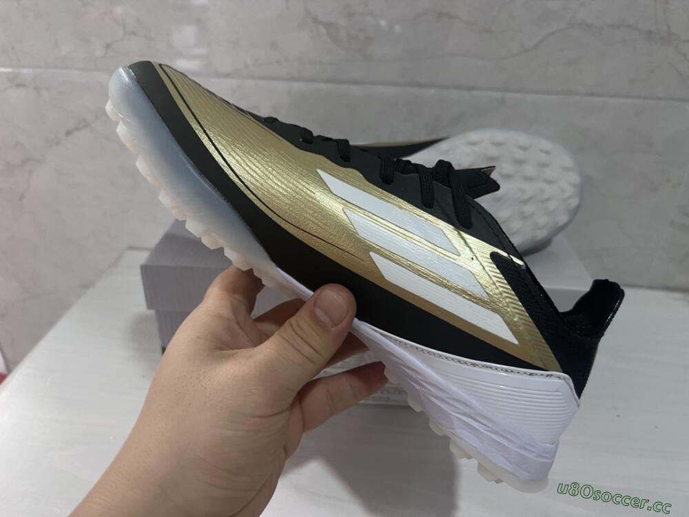 Unisex Adidas F50 Elite TF Artificial Turf Low-Tops Football Shoes - Gold/White/Black