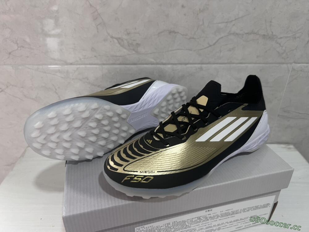 Unisex Adidas F50 Elite TF Artificial Turf Low-Tops Football Shoes - Gold/White/Black