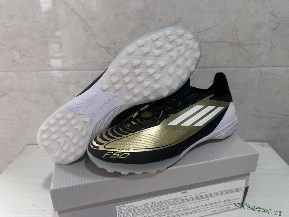 Unisex Adidas F50 Elite TF Artificial Turf Low-Tops Football Shoes - Gold/White/Black