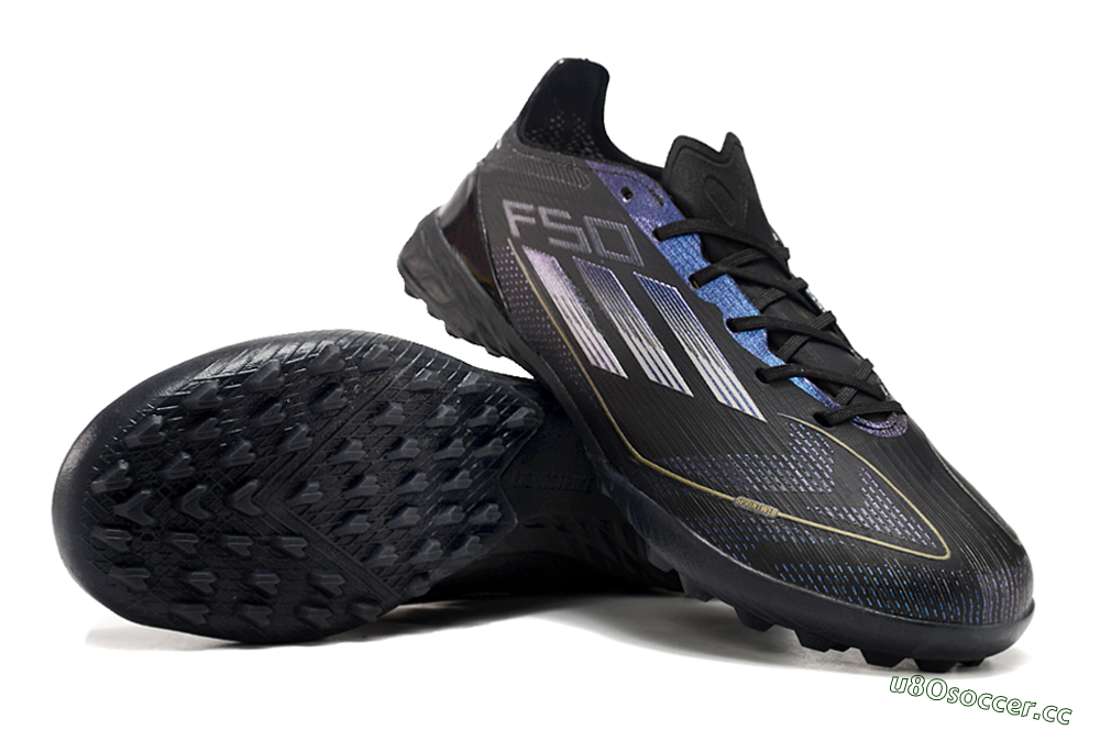 Unisex Adidas F50 Elite TF Artificial Turf Low-Tops Football Shoes - Black/Silver/Purple 3