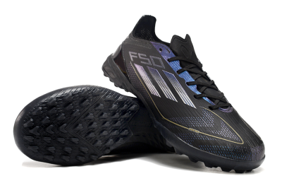 Unisex Adidas F50 Elite TF Artificial Turf Low-Tops Football Shoes - Black/Silver/Purple