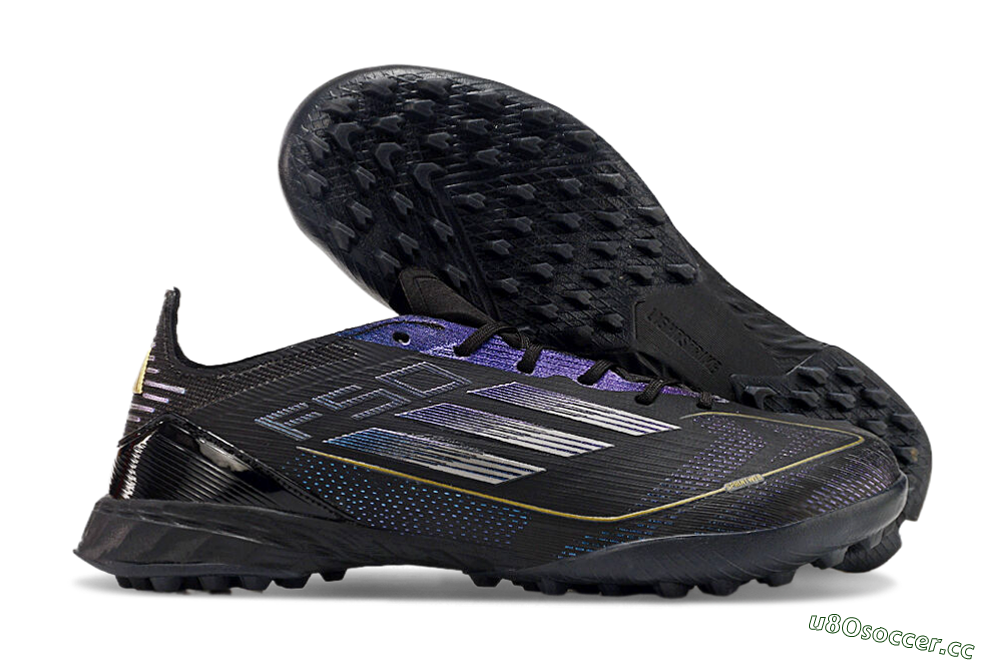 Unisex Adidas F50 Elite TF Artificial Turf Low-Tops Football Shoes - Black/Silver/Purple 2