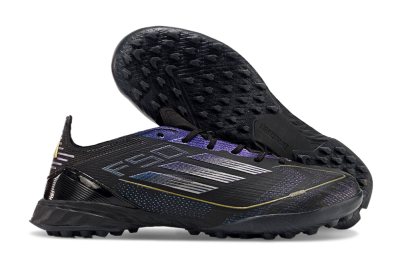 Unisex Adidas F50 Elite TF Artificial Turf Low-Tops Football Shoes - Black/Silver/Purple