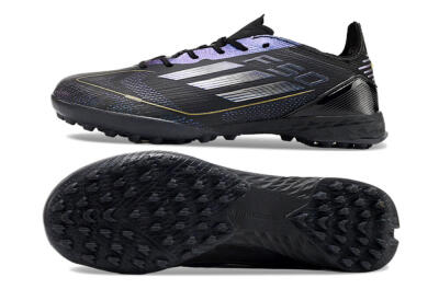 Unisex Adidas F50 Elite TF Artificial Turf Low-Tops Football Shoes - Black/Silver/Purple