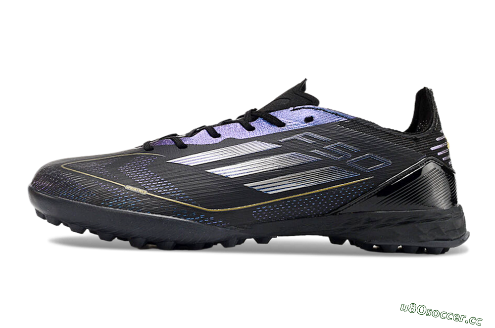 Unisex Adidas F50 Elite TF Artificial Turf Low-Tops Football Shoes - Black/Silver/Purple 0