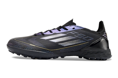 Unisex Adidas F50 Elite TF Artificial Turf Low-Tops Football Shoes - Black/Silver/Purple