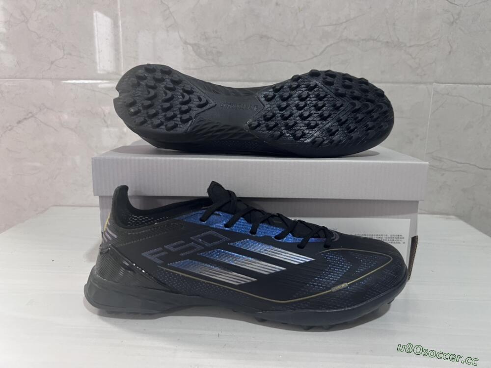 Unisex Adidas F50 Elite TF Artificial Turf Low-Tops Football Shoes - Black/Silver/Purple