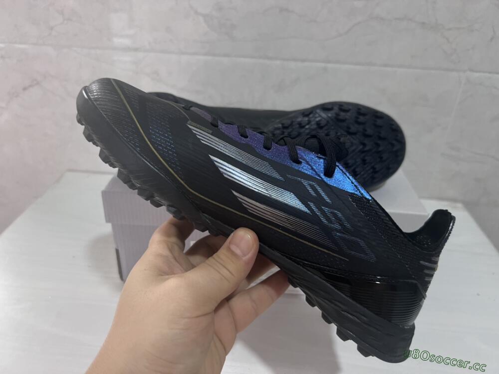 Unisex Adidas F50 Elite TF Artificial Turf Low-Tops Football Shoes - Black/Silver/Purple
