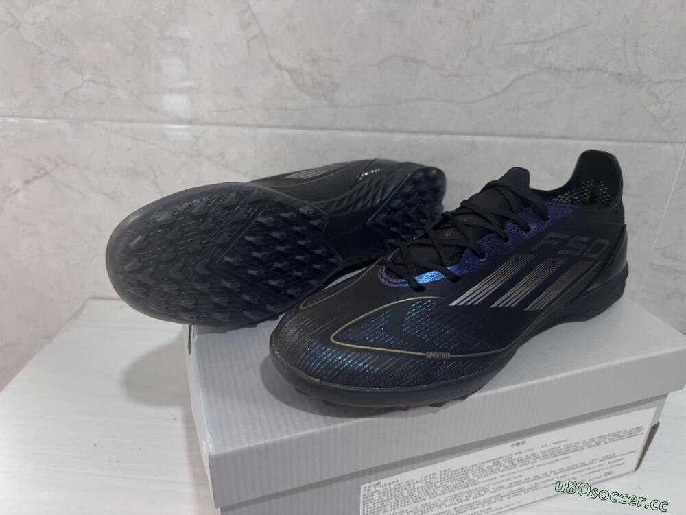 Unisex Adidas F50 Elite TF Artificial Turf Low-Tops Football Shoes - Black/Silver/Purple