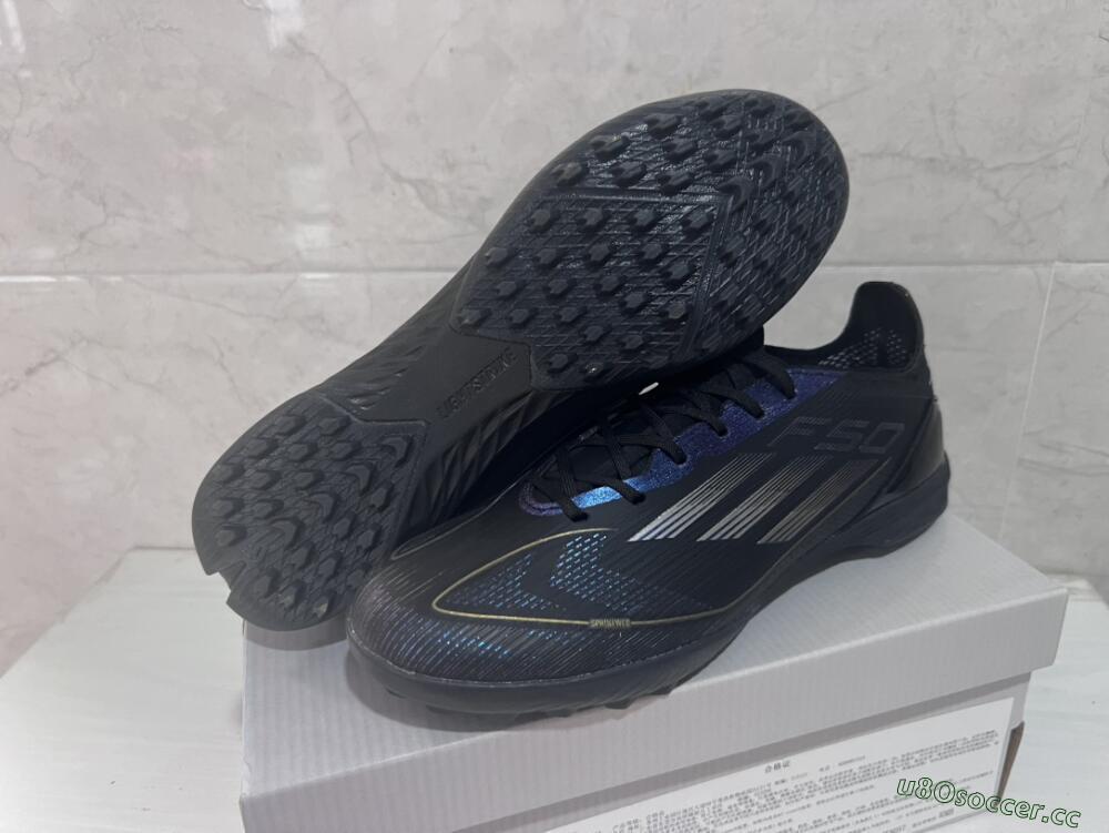 Unisex Adidas F50 Elite TF Artificial Turf Low-Tops Football Shoes - Black/Silver/Purple