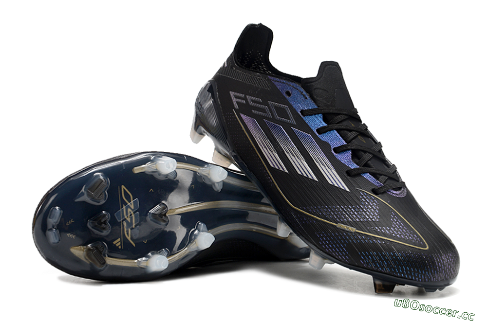 Unisex Adidas F50 Elite FG Firm Ground Low-Tops Football Boots - Black/Silver/Purple 3