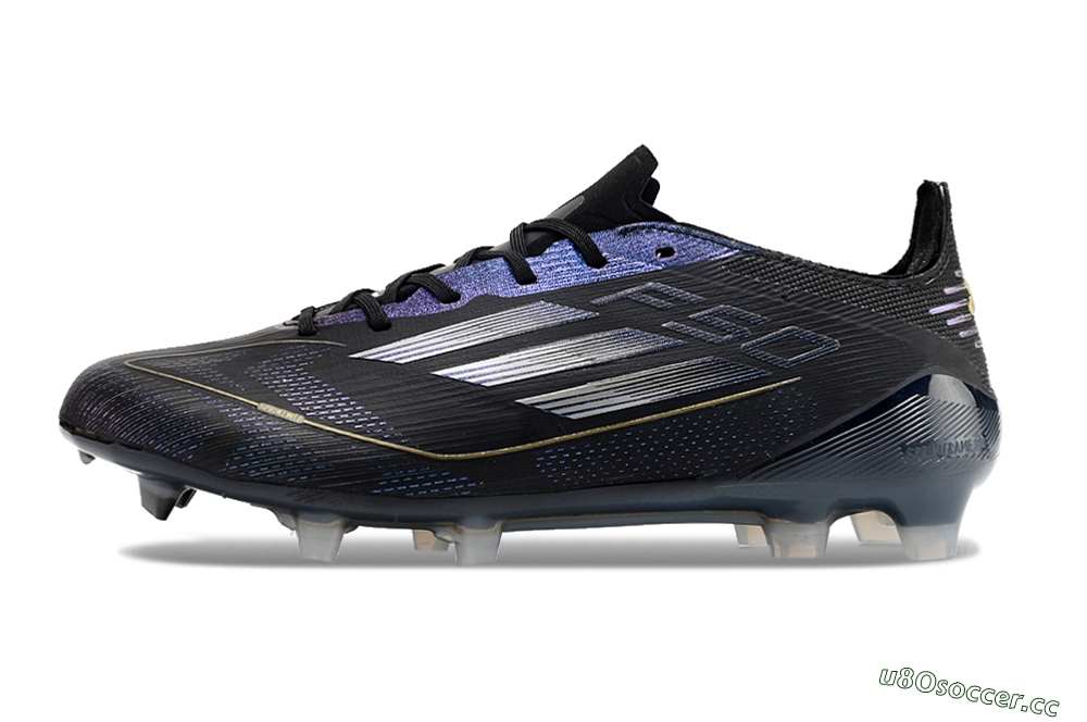 Unisex Adidas F50 Elite FG Firm Ground Low-Tops Football Boots - Black/Silver/Purple 0