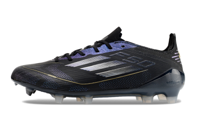 Unisex Adidas F50 Elite FG Firm Ground Low-Tops Football Boots - Black/Silver/Purple